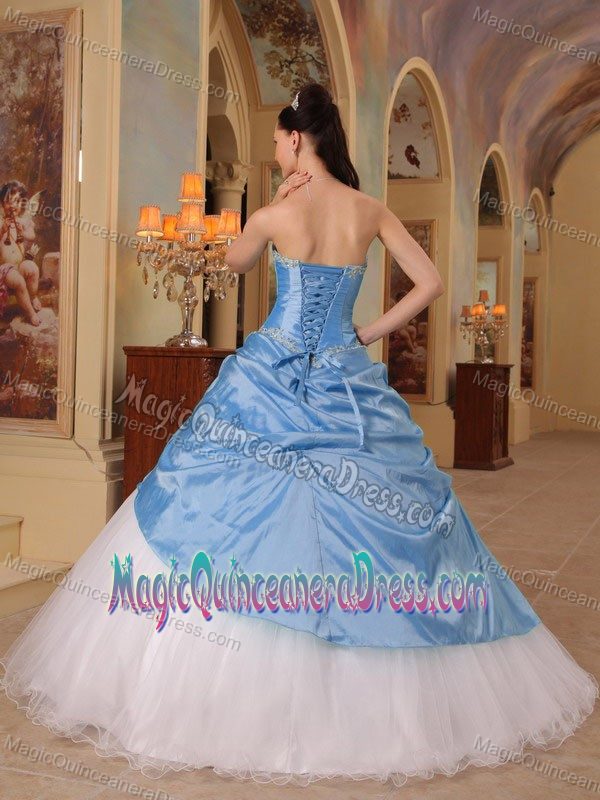 Aqua Blue and White A-Line Sweetheart Beading Quinceanera Dress in Toledo