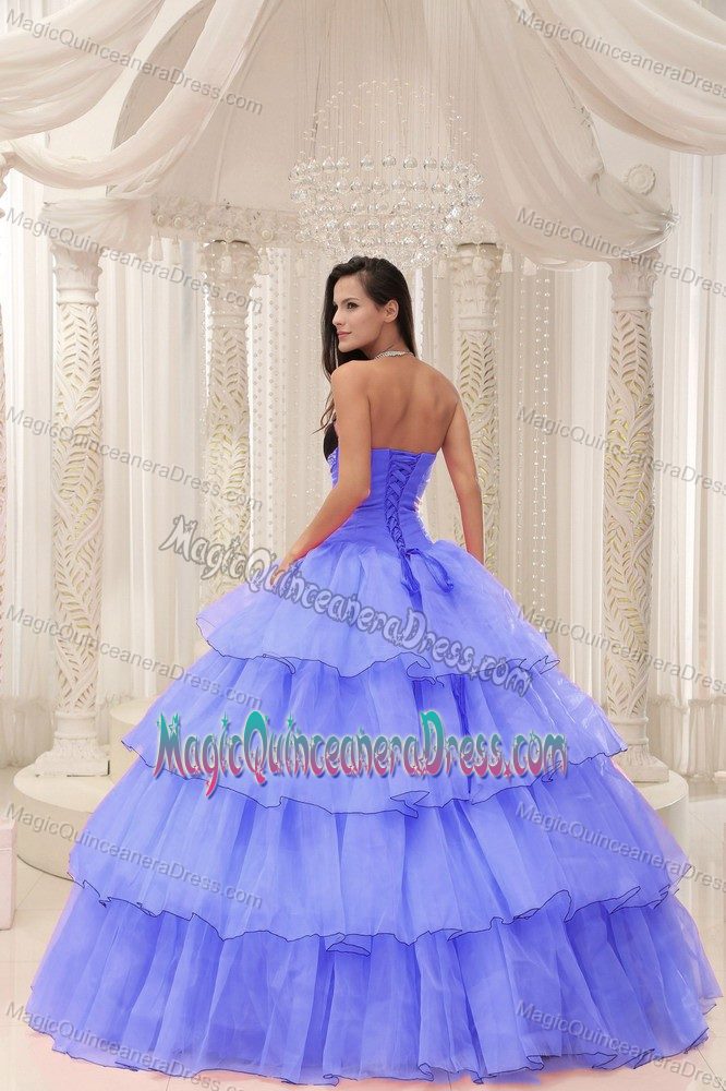 Pretty Sweetheart Purple and Black Floor-length Quince Dress with Layers