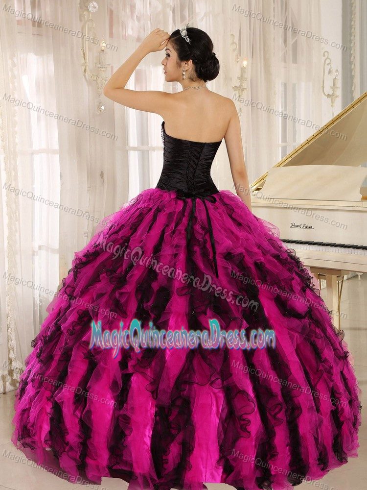 Special Colorful Sweetheart Full-length Quince Dresses with Ruffles in Joliet