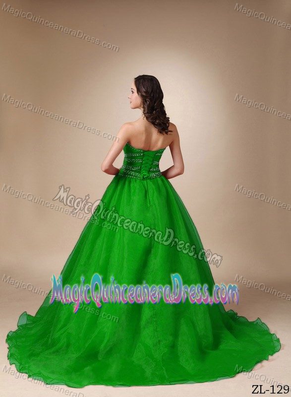 Green Sweetheart Beaded Floor-length Dresses For Quinceanera in Malvern
