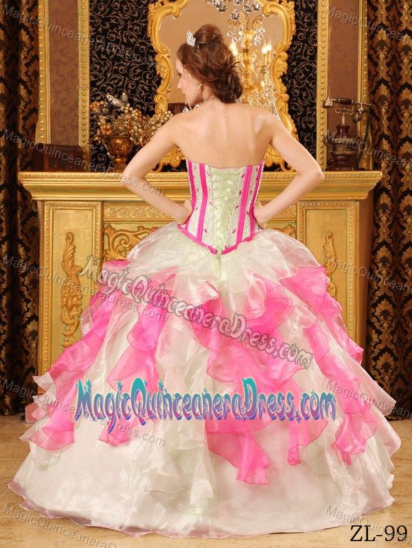 Multi-color Ruffles and Diamonds Dress For Quinceanera in Mercer Island