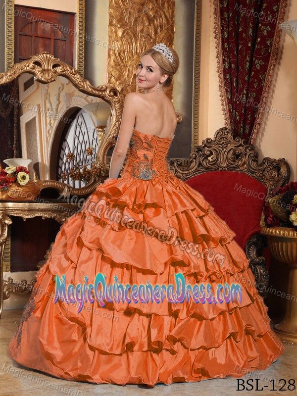 Ruffles and Appliques Strapless Puffy Dress For Quinceanera in Bonney Lake
