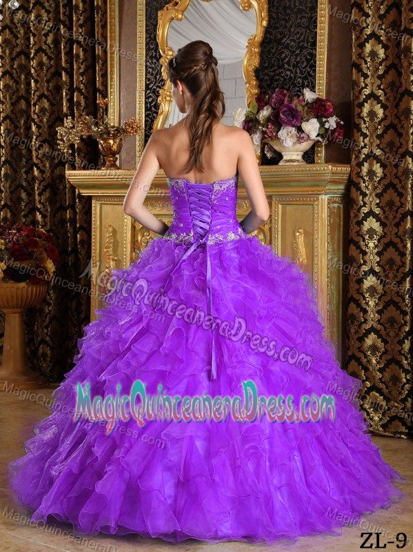 Ruche Appliques and Ruffles Purple Dress For Quinceanera in Harpers Ferry