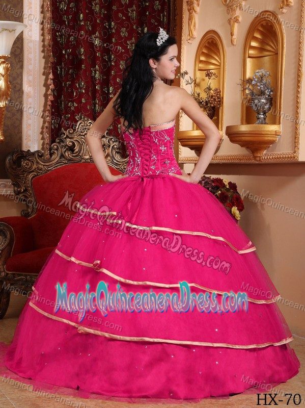 Sequins and Embroidery Decorated Layers Quinceaners Dress in Athens