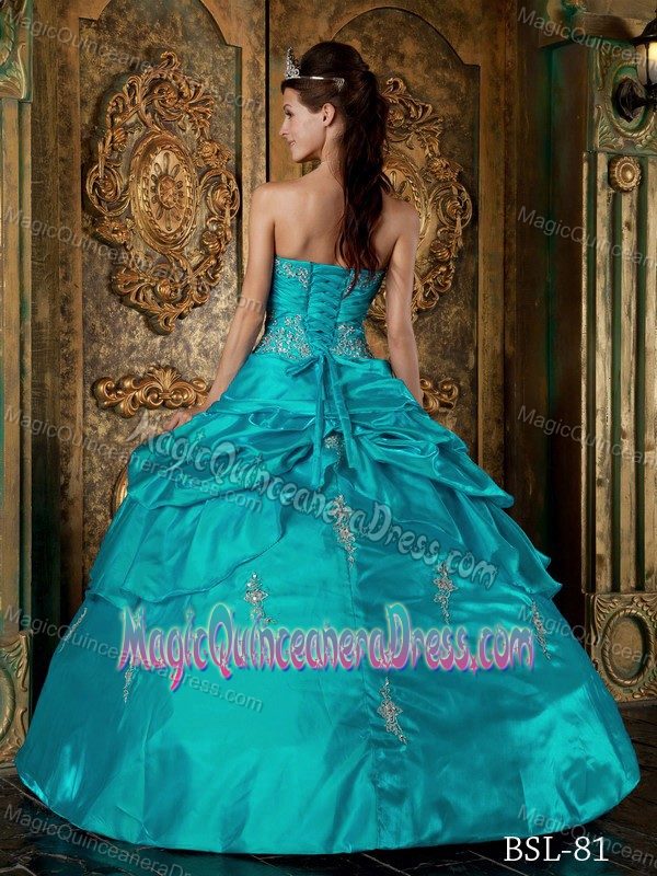 Clear Beaded Appliques and Pick Ups Ruching Quinceanera Dress in Ripley