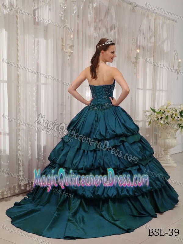 Sweetheart Beaded Appliques Quinceanera Gown with Pick Ups for Quince