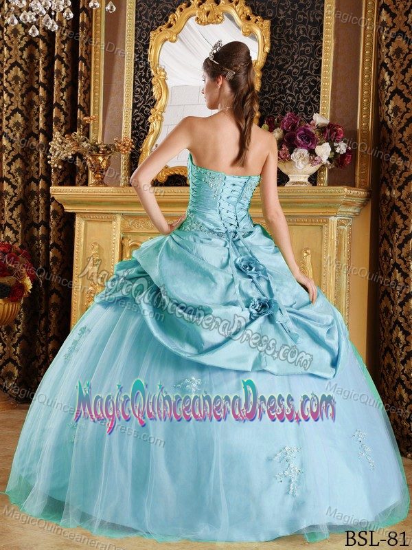 Flower Ruche and Appliques Quinceanera Gown Dress in South Charleston