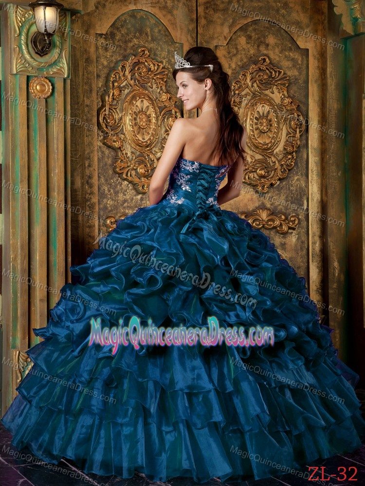 Embroidery and Ruffles Navy Blue Quinceanera Dresses near Point Roberts