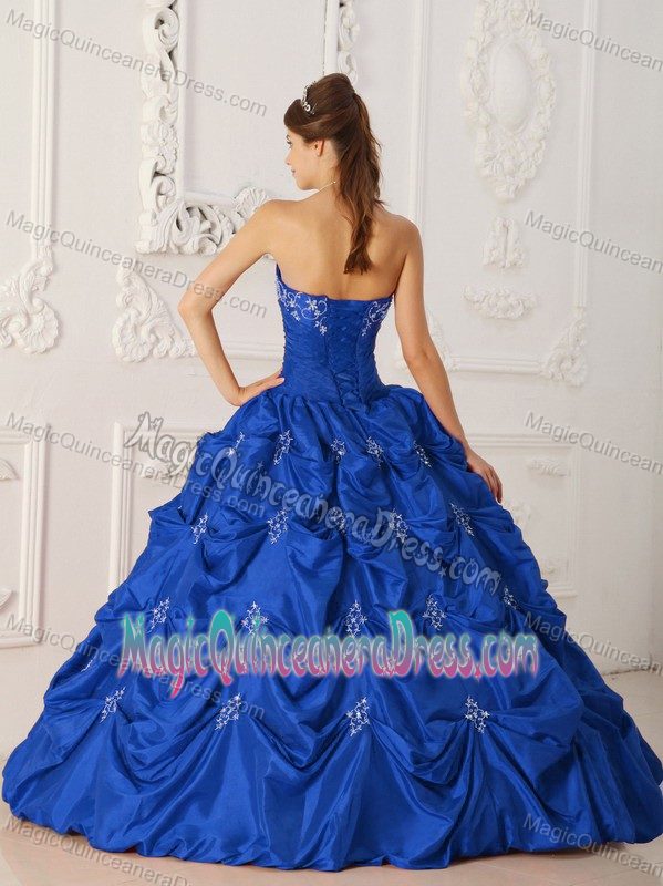 Embroidery Ruche and Pick Ups Blue Sweet Sixteen Dresses in Puyallup