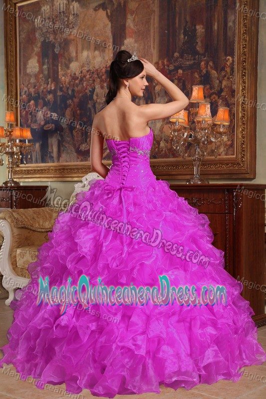 Ruffles Ruching and Diamonds Decorated Quinceanera Gown in Shelton
