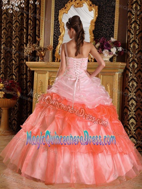 Single Shoulder Beaded and Appliques and Pick Ups Sweet Sixteen Dresses