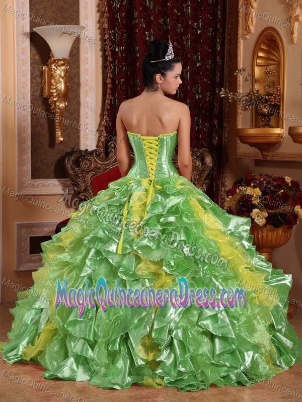 Diamonds and Embroidery Decorated Quinces Dress in Green in Gig Harbor