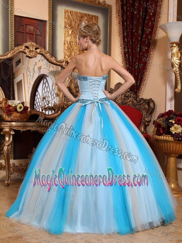 Multi-colored Sweetheart Tulle Quinceanera Dress with Beading in Gravilias