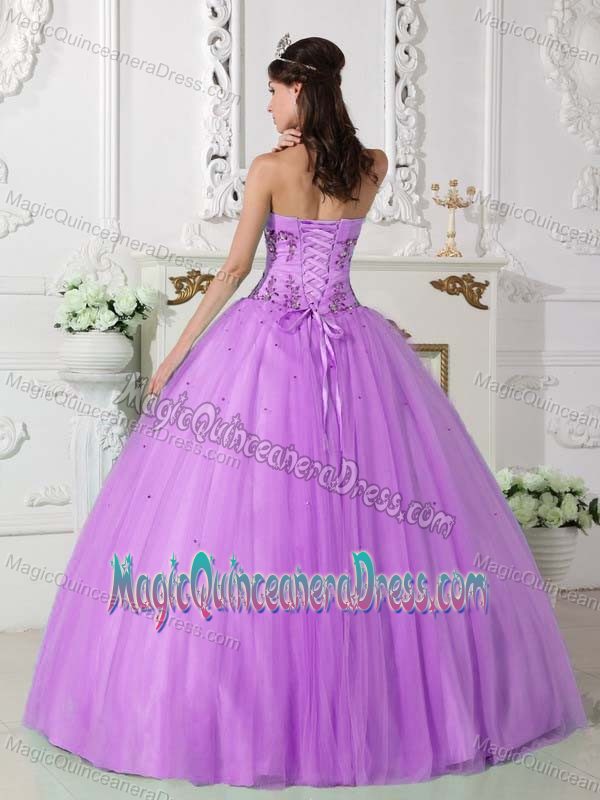 Purple Sweetheart Tulle and Taffeta Beaded Quinceanera Dress in San Diego