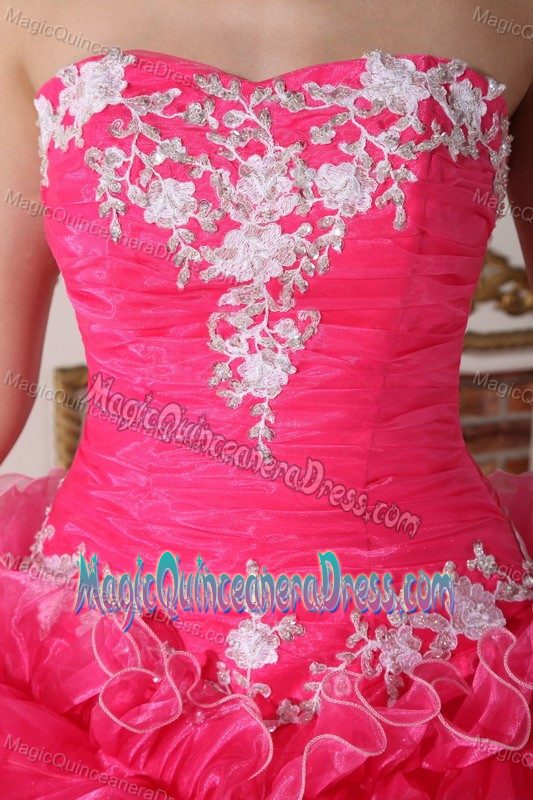 Strapless Floor-length Embroidered Quince Dress in Hot Pink in Gravilias Costa Rica