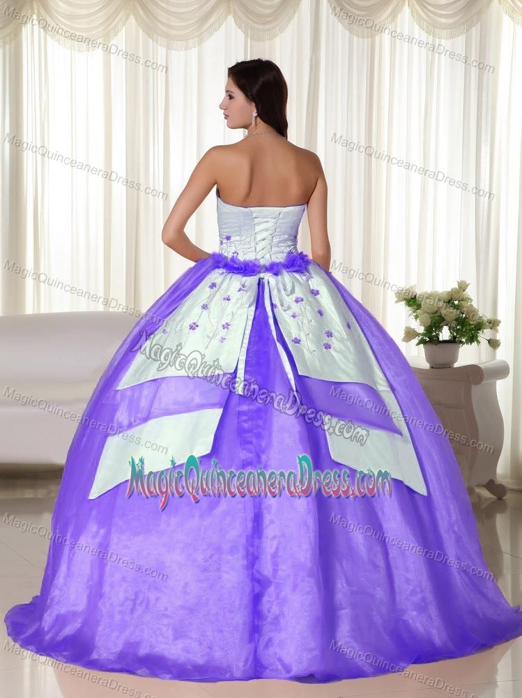 Strapless Floor-length Organza Quinceanera Dress in Purple in Facatativa