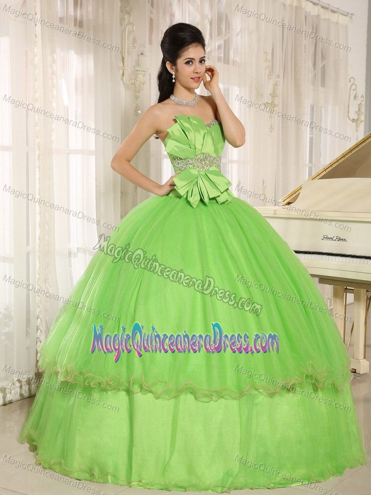 Beaded Quinceanera Dress with Bowknot in Spring Green in Kaneohe City Hawaii