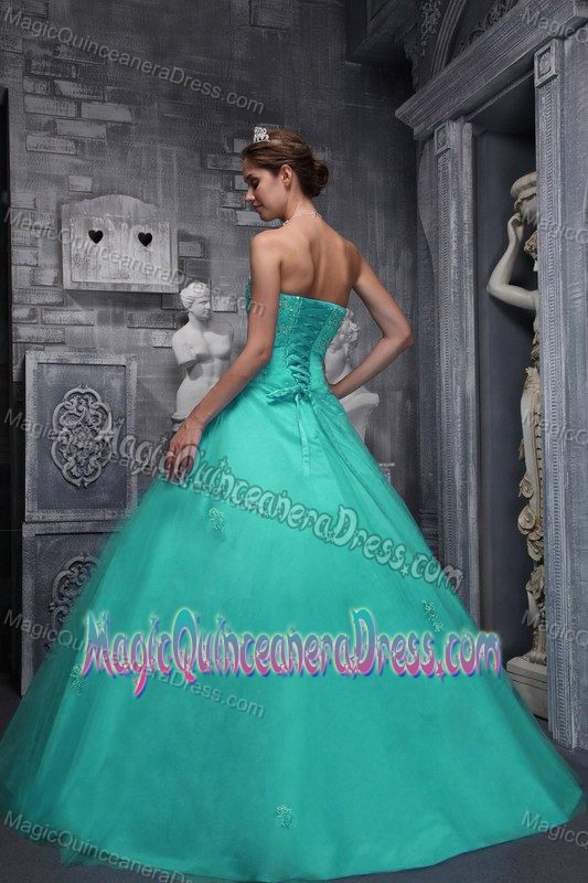 Sweetheart Ball Gown Sweet Sixteen Dresses with Appliques in Ashford