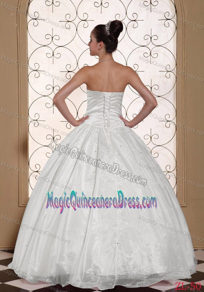 Simple White Quinceaneras Dress Decorated with Sequins near Keyser