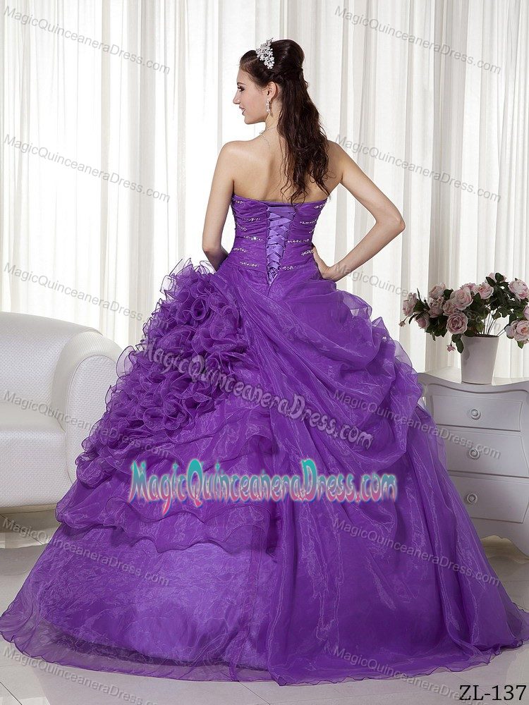 Perfect Ruffles Ruche and Sequins Decorated Sweetheart Quinceanera Dress