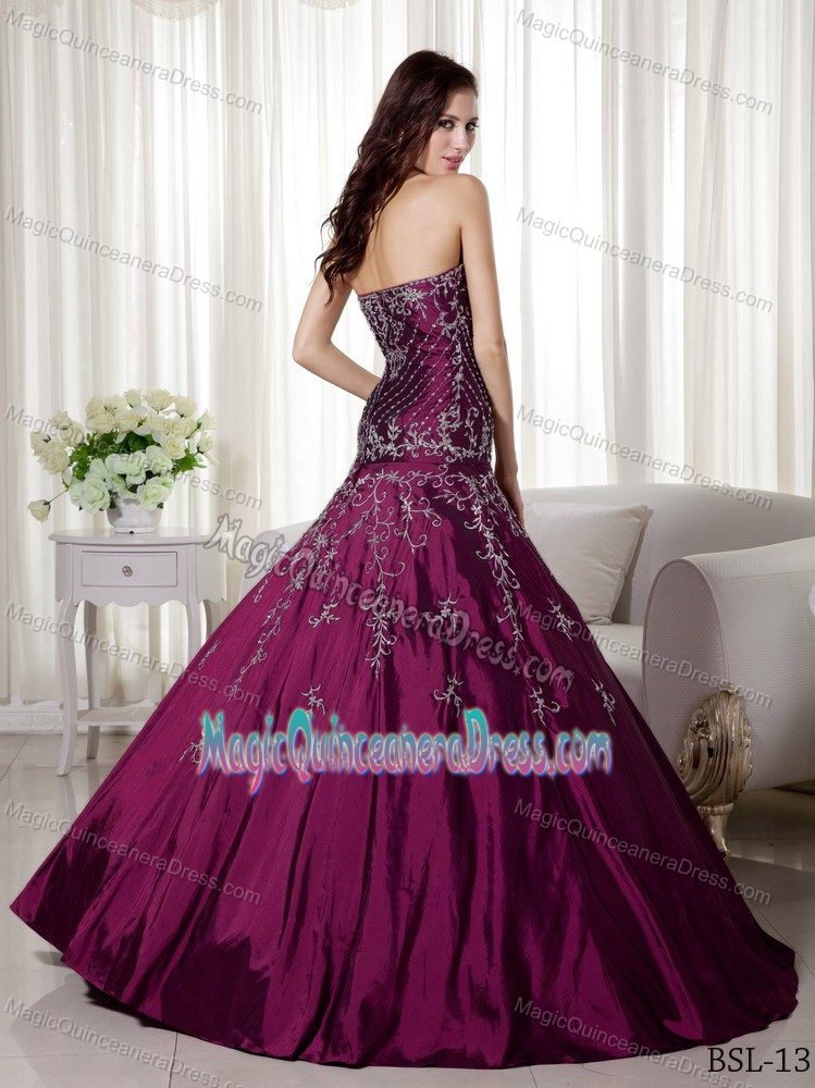 Princess Sweetheart Dress For Quinceanera with Embroidery in Davis