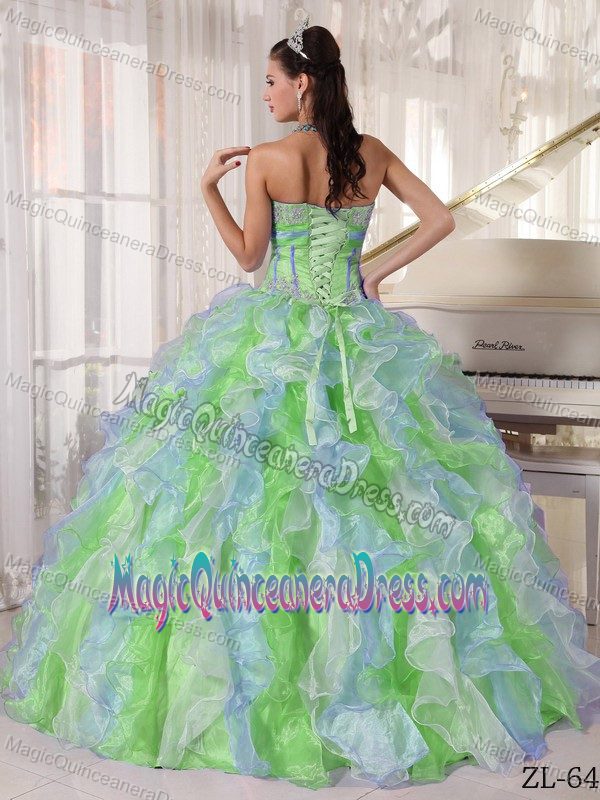 Multi-color Ruffles and Beaded Appliques Sweet 15 Dresses in Ripley