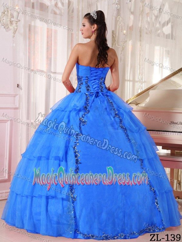 Sequins Ruffled Layers and Appliques Quinceanera Gown in Fayetteville