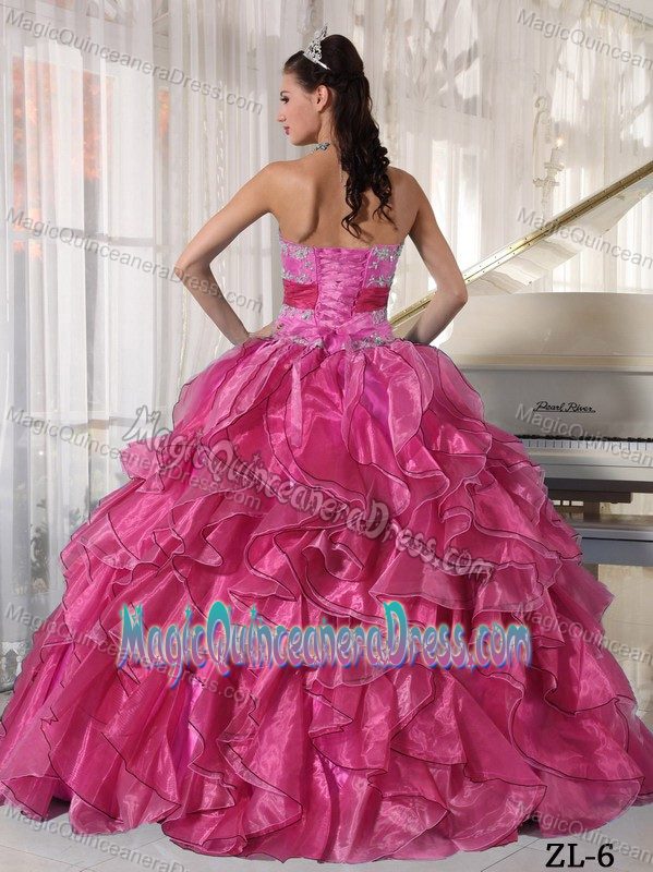Strapless Quince Dresses with Ruffles and Beaded Appliques in Salem