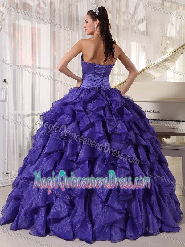 Ruffles and Diamonds Decorated Puffy Dress For Quinceanera in Hurricane