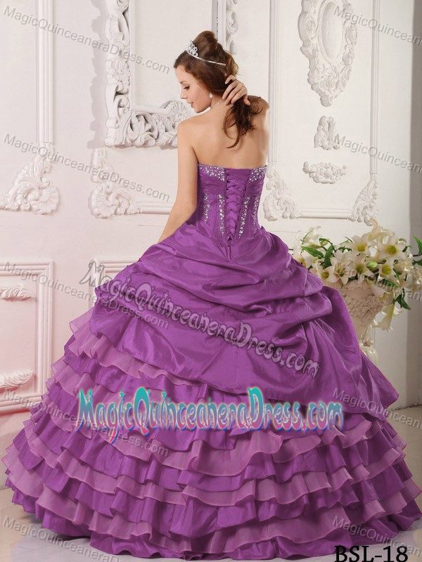 Sequins and Ruffled Layers Strapless Sweet 15 Dresses near Port Angeles