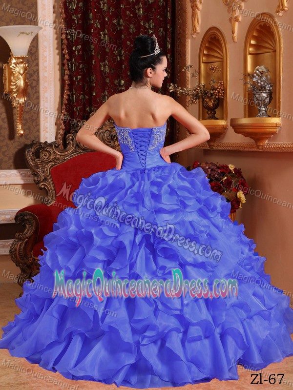 Appliques Ruching and Ruffled Layers Blue Quinces Dresses in Washougal