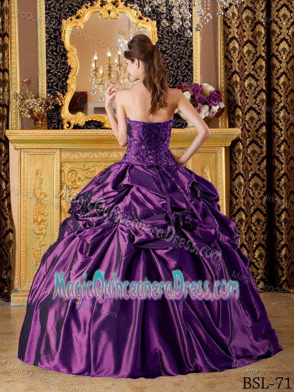 Beaded Embroidery and Pick Ups Purple Dress for Quince near Longview