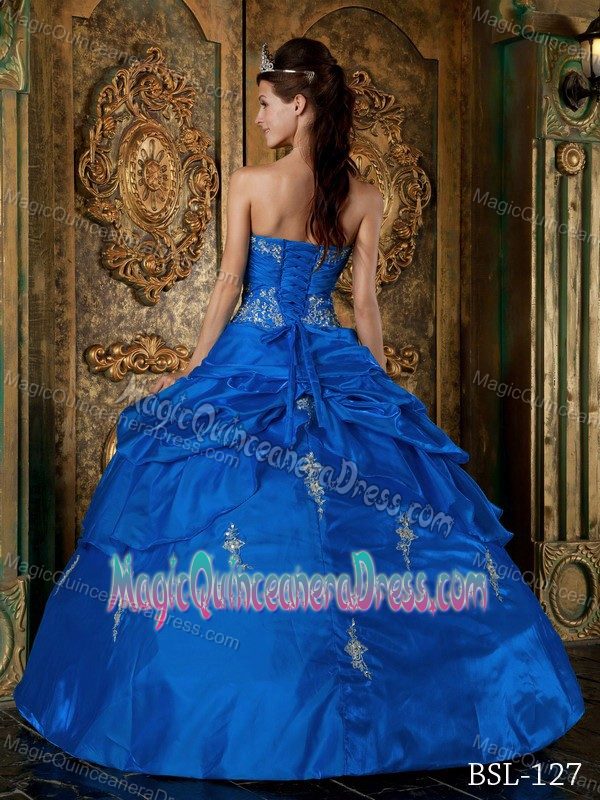 Ruche Appliques and Pick Ups Blue Sweet 15 Dresses near Coupeville