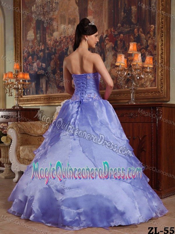 Lilac Strapless Floor-length Organza Beading Quinceanera 2013 On Sale in Columbia