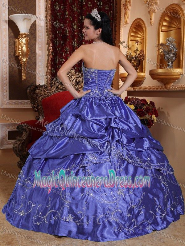 Purple Strapless Taffeta Embroidery and Beading Quinceanera Dress in Richmond