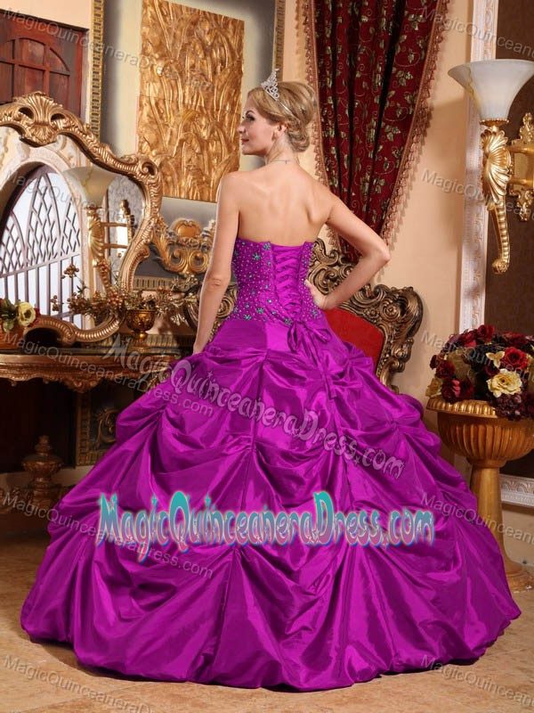 2013 Most Recent Purple Strapless Taffeta Beading Quinceanera Dress in Barre