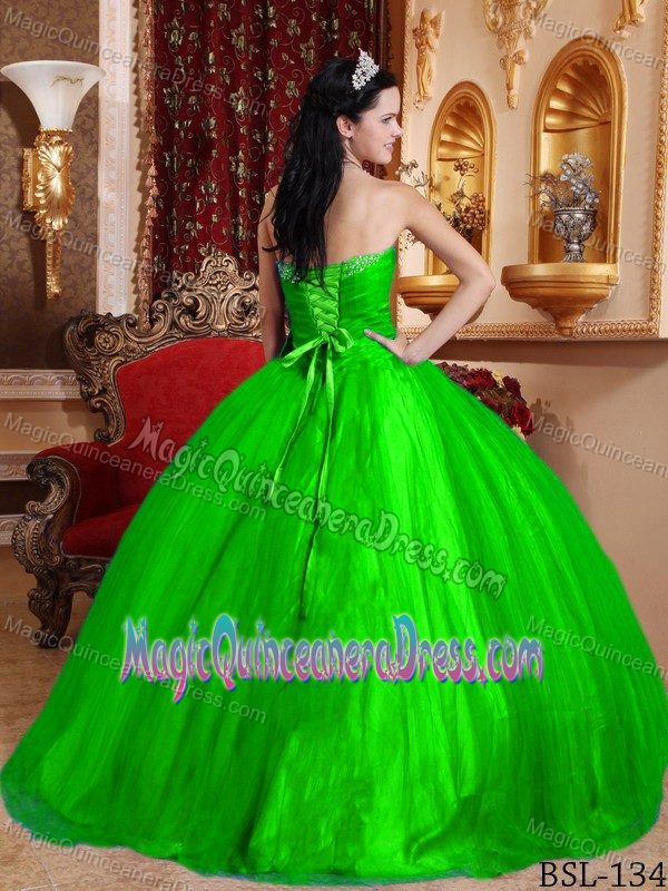 Spring Green Sweetheart Beading and Bowknot Sweet 15 Dress in Salt Lake City