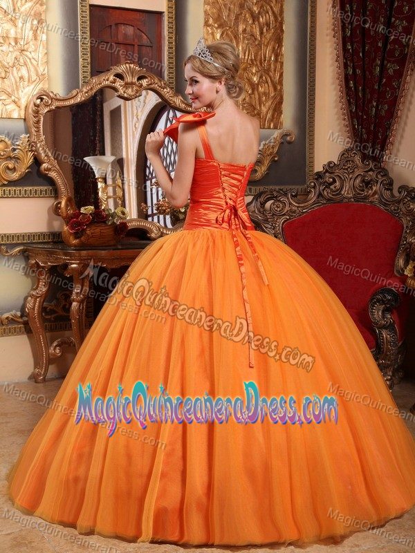 New Arrival Orange Single Shoulder Beading Quinceanera Gown in Salt Lake City