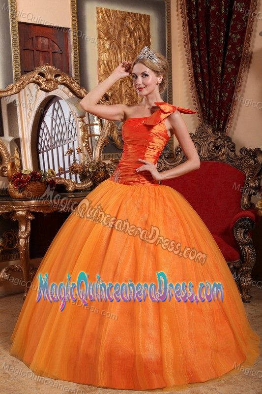 New Arrival Orange Single Shoulder Beading Quinceanera Gown in Salt Lake City