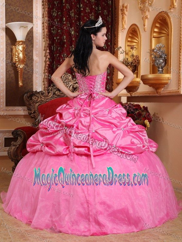 Formal Sweetheart Rose Pink Taffeta Beading Quinceanera Dress in Midvale UT