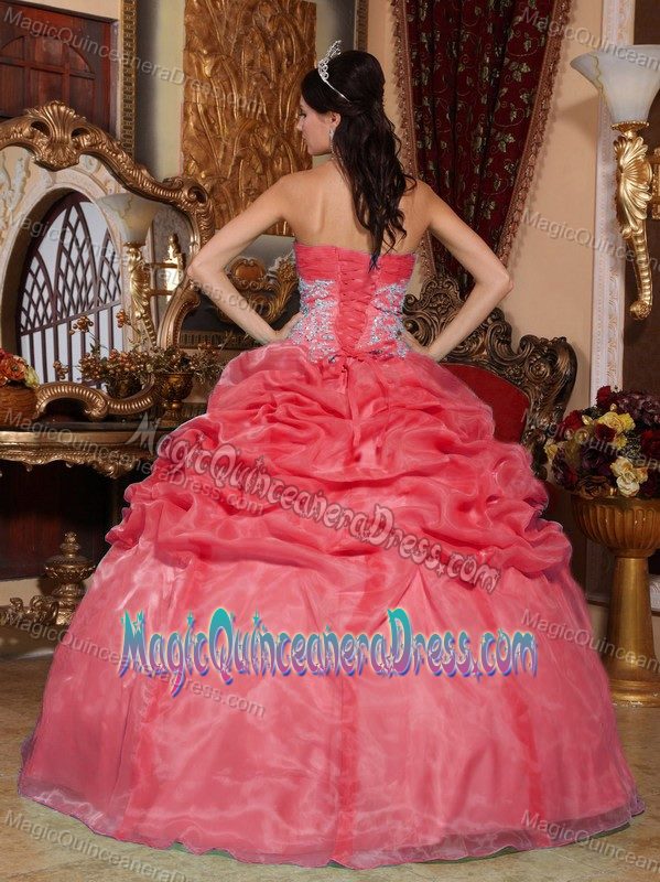Strapless Organza Appliques Coral Red Quinceanera Dress in Brian Head UT