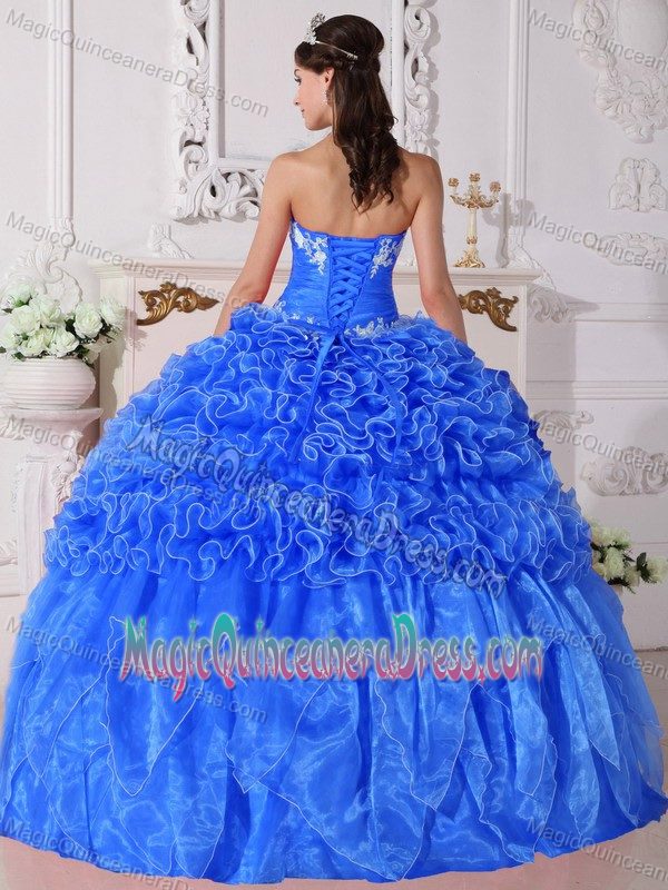 Vintage Baby Blue Strapless Embroidery and Beading Quinceanera Dresses
