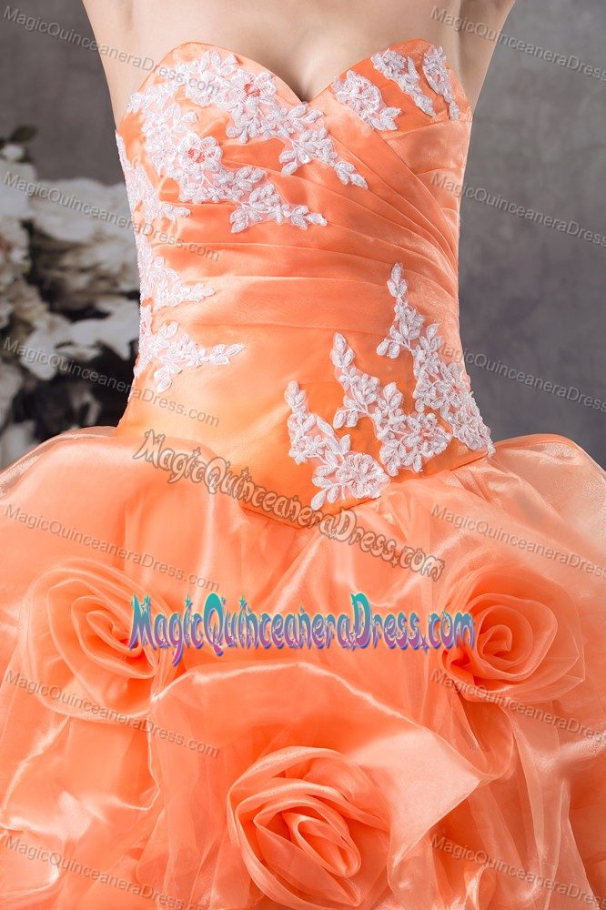 Hand Flowery Sweetheart A-line Sweet Sixteen Dress with Appliques