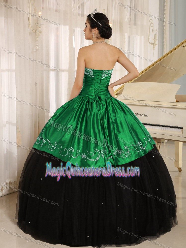 Beaded Embroidered Black and Green Quinceanera Dress in Envigado Colombia