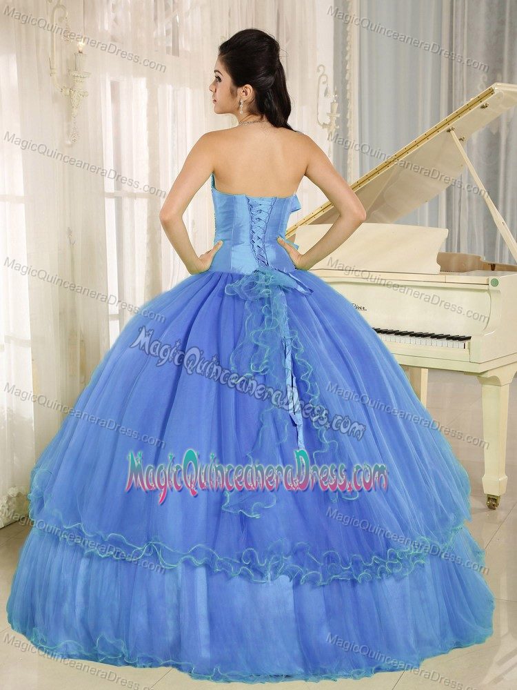 Beaded Blue Custom Made Quinceanera Dress with Bowknot in Pereira