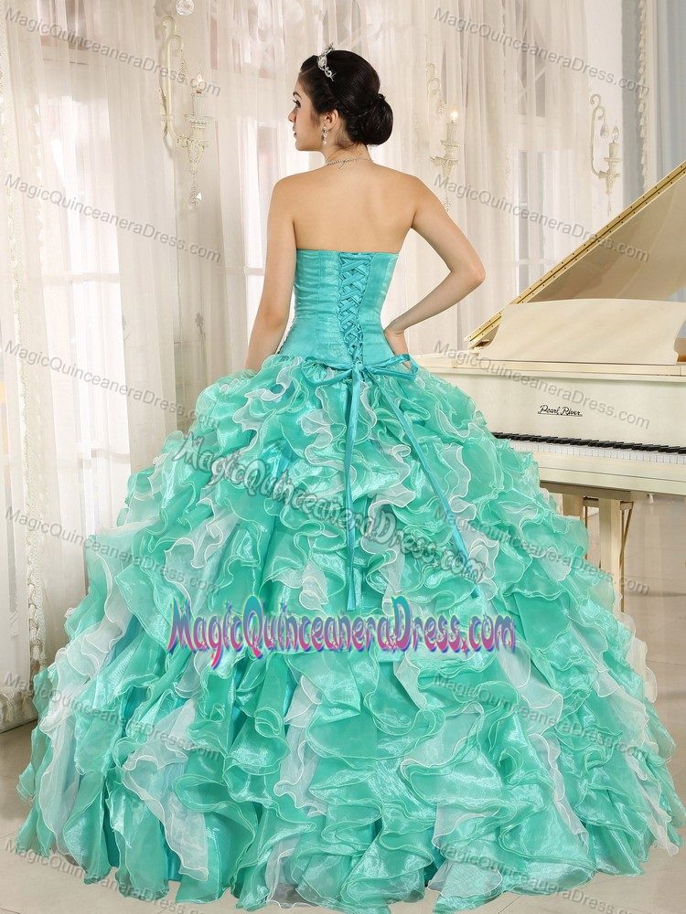 Apple Green Beaded Ruffled Custom Made Quinceanera Dress in Anderson