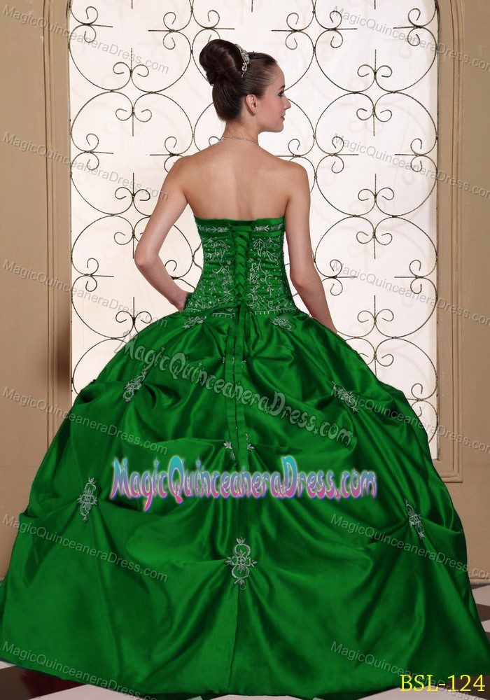 Embroidered Strapless Modest Quinceanera Dress with Pick-ups in Appleton
