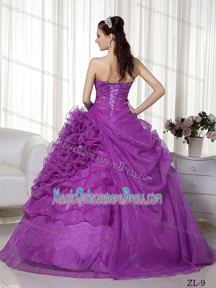 Sweetheart Organza Beaded Quinceanera Dress with Ruches in Calama Chile