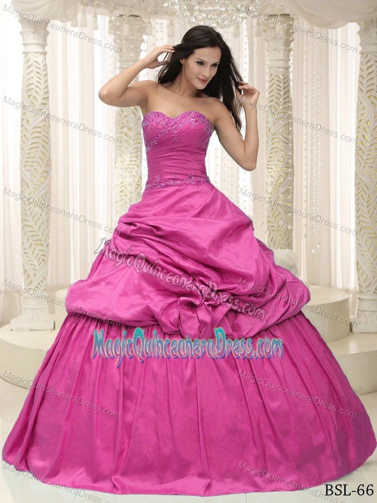 Taffeta Sweetheart Appliqued Lace Up Quinceanera Gown Dress in Mejillones