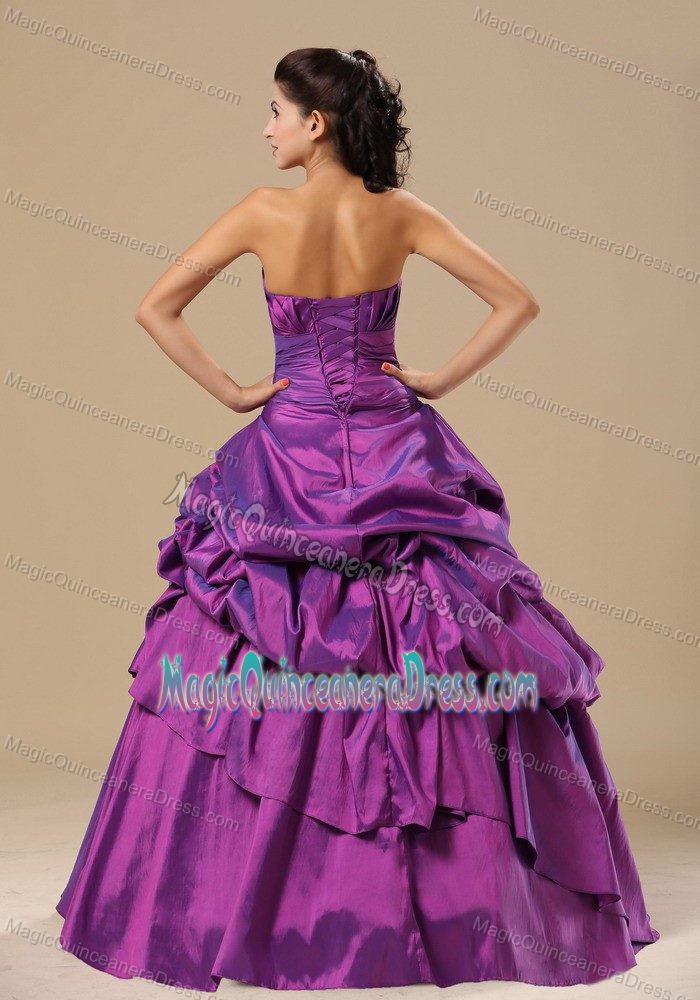 Appliqued Strapless Purple Sweet 15 Dresses with Pick-ups in Antofagasta Chile
